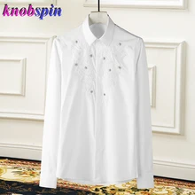 Brand Business Male dress Shirt Fashion long sleeve Slim Embroidery Shirts for men Autumn Winter Solid Camisas masculina