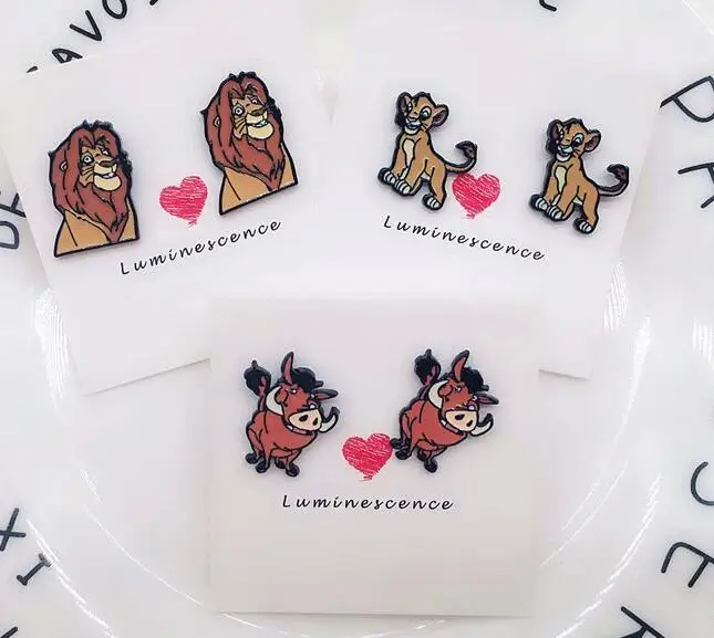 Новые 30 пар мультфильм лев Король simba мода мультфильм серьги гвоздики стильные серьги для женщин Подарки для девочек