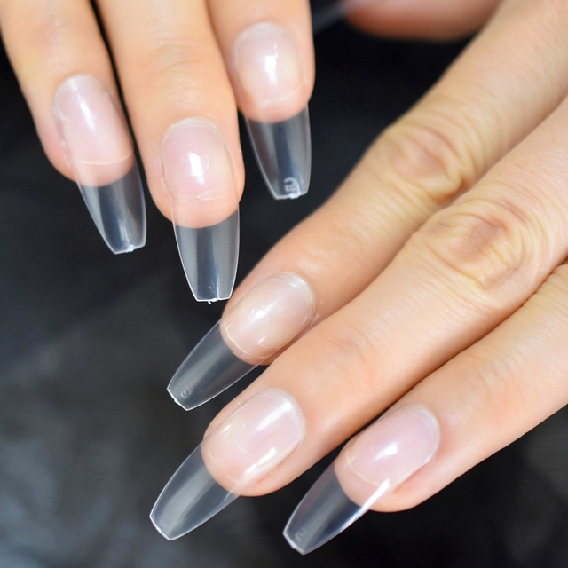 NEON False Nail Green Fake Set Medium Length Press On Nails Transparent Salon Artificial Fingernails Summer Must