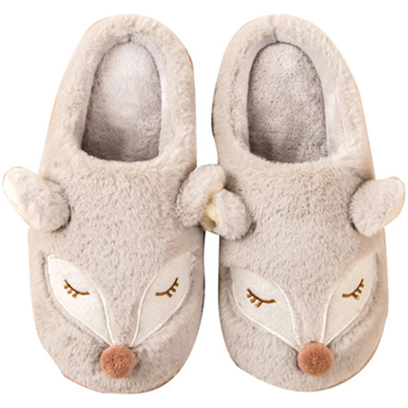 

Cotton Slippers Ladies Winter Thick Plush Cute Creative Cartoon Little Fox Home Indoor Fashion Warm And Comfortable Slippers