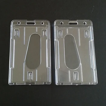 

Hot Sale 1PC Double Card Plastic ID Badge Card Holder For Bank Credit Cards Protector Cardholder Id Card Cover
