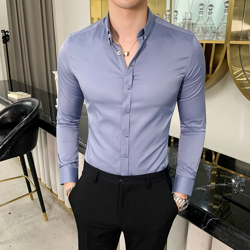 

2019 Brand clothing autumn Fashion men's High quality pure cotton long sleeve shirts/Male Bohemia slim fit lapel Casual shirts