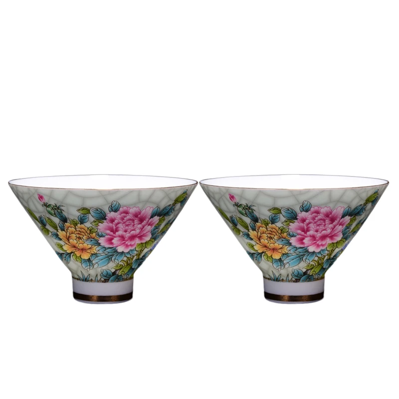 

Jingdezhen Tea Cup Ceramic Porcelain Tea Bowl Enamel Color Teacup Flower Bird Art Kung Fu Teaware Drinkware Water Cup Decoration