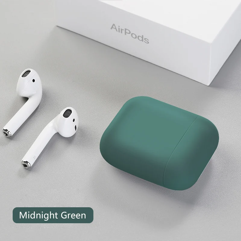 Силиконовый чехол для Apple Airpods 2 Тонкий чехол Чехлы Многоцветный Защитный нежная кожа для Airpods дропшиппинг - Цвет: midnight green