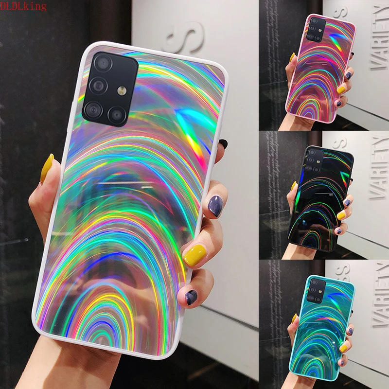 3d радужный блестящий чехол для телефона samsung note 10 s10 s9 a51 чехлы Голографический