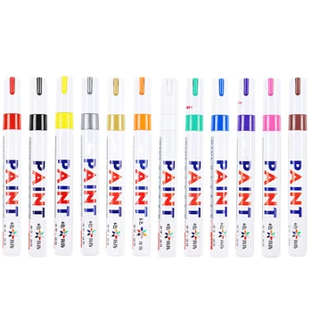 

New 12 Colors Paint Marker Pens Car Auto Paint Repair Multi-Color Marker Pen DIY Album Super Cool Black Card Graffiti Pen A Box