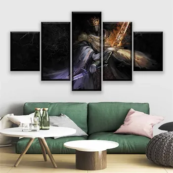 

Canvas Prints Paintings Home Decor 5 Pieces Game Dark Souls Warrior Poster Living Room Modular Abstract Pictures Wall Art Frame