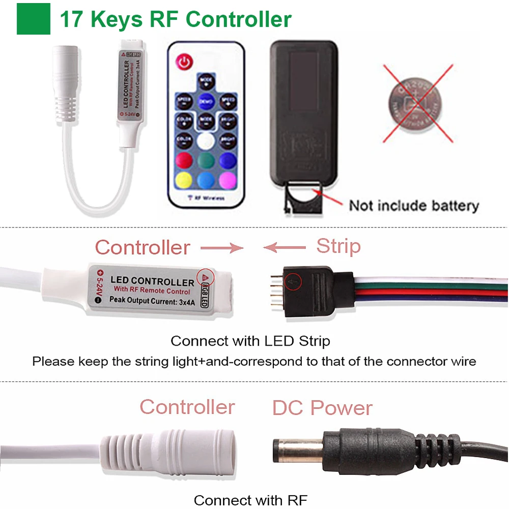 5 м 10 м 15 м 2835 Светодиодная лента DC 12 В Водонепроницаемая RGB Диодная лента Tira светодиодный светильник с 17 клавишами RF контроллер+ адаптер питания