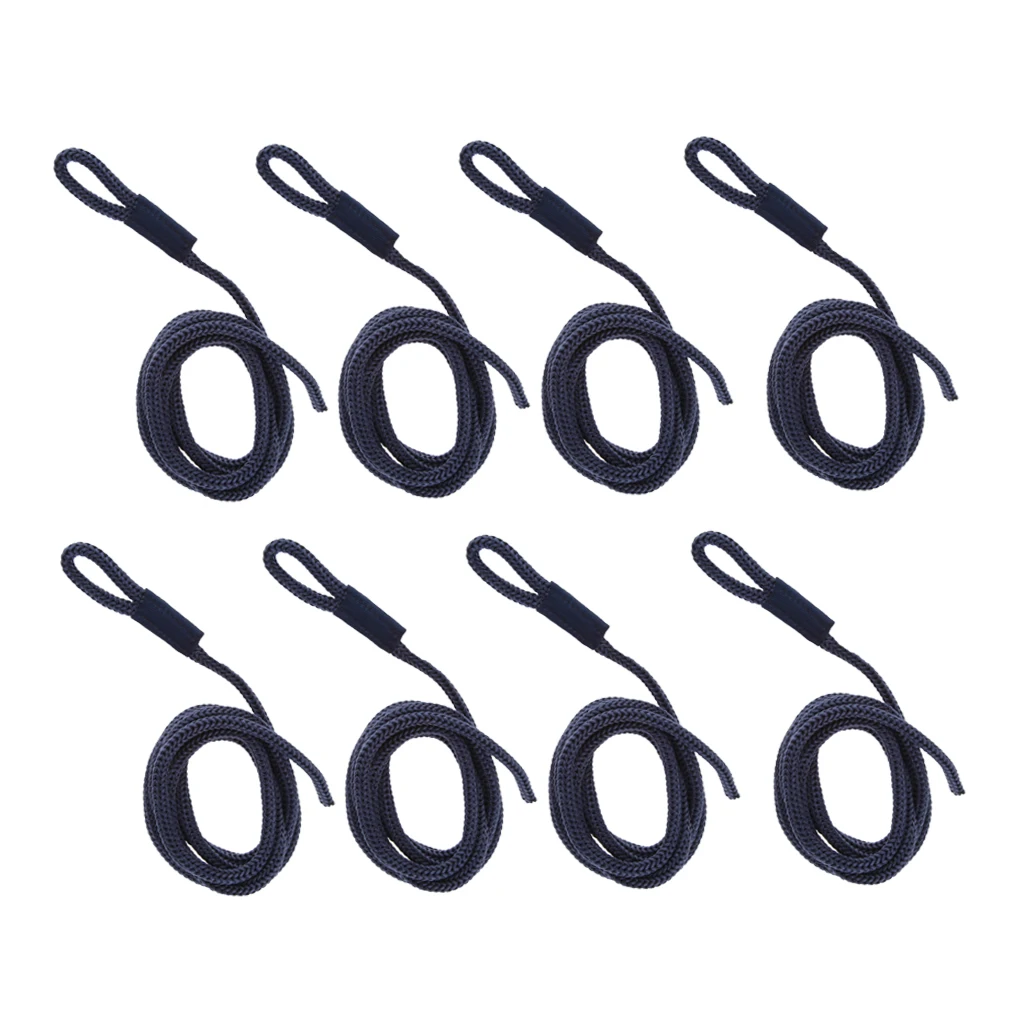 8x Double-Braided Nylon Fender Lines Dockline for Marine Boats Docking (Dark Blue, L: 5 ft. D: 1/4 inch)