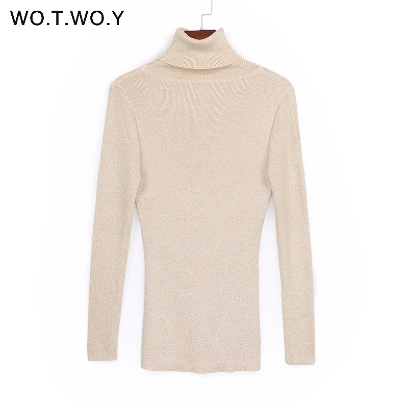 Shiny Sequins Women Turtleneck  Pullovers Sweater Long Sleeve 2017 Womens Knitted Sweaters Solid Autumn Winter Jumper New