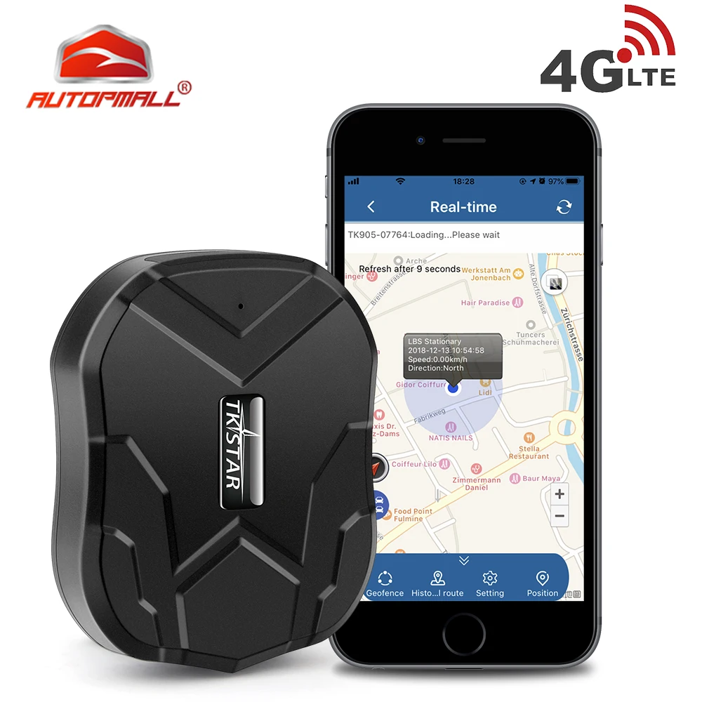 Autopmall Car Gps Tracker 4G Tkstar Tk905 5000Mah Magnetico 4G Gps Tracker Car Impermeabile Agitare Allarme App Gratuita