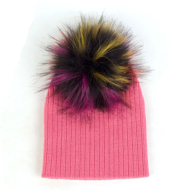 Geebro Fashion child baby Solid Color Ribbed Beanies hats With Faux fur pompom New Girls Boys Kids Soft Cute skully hats timberland skully Skullies & Beanies