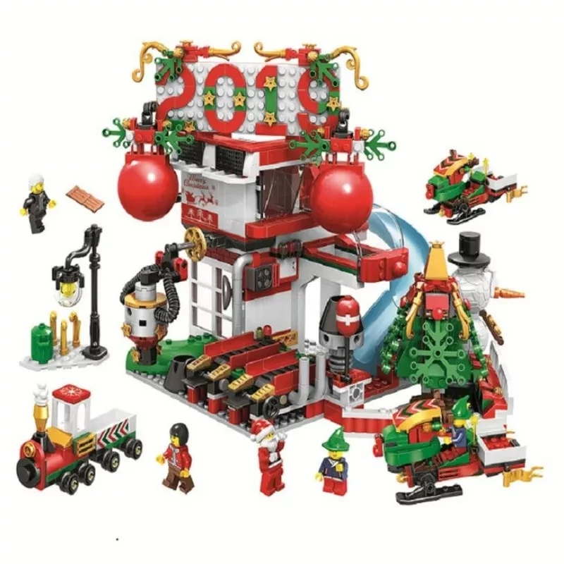 

2019 Christmas Sets Village Train Hot Air Balloon Compatible With Legoinglys Model Building Blocks Bricks Toys Gift No Box