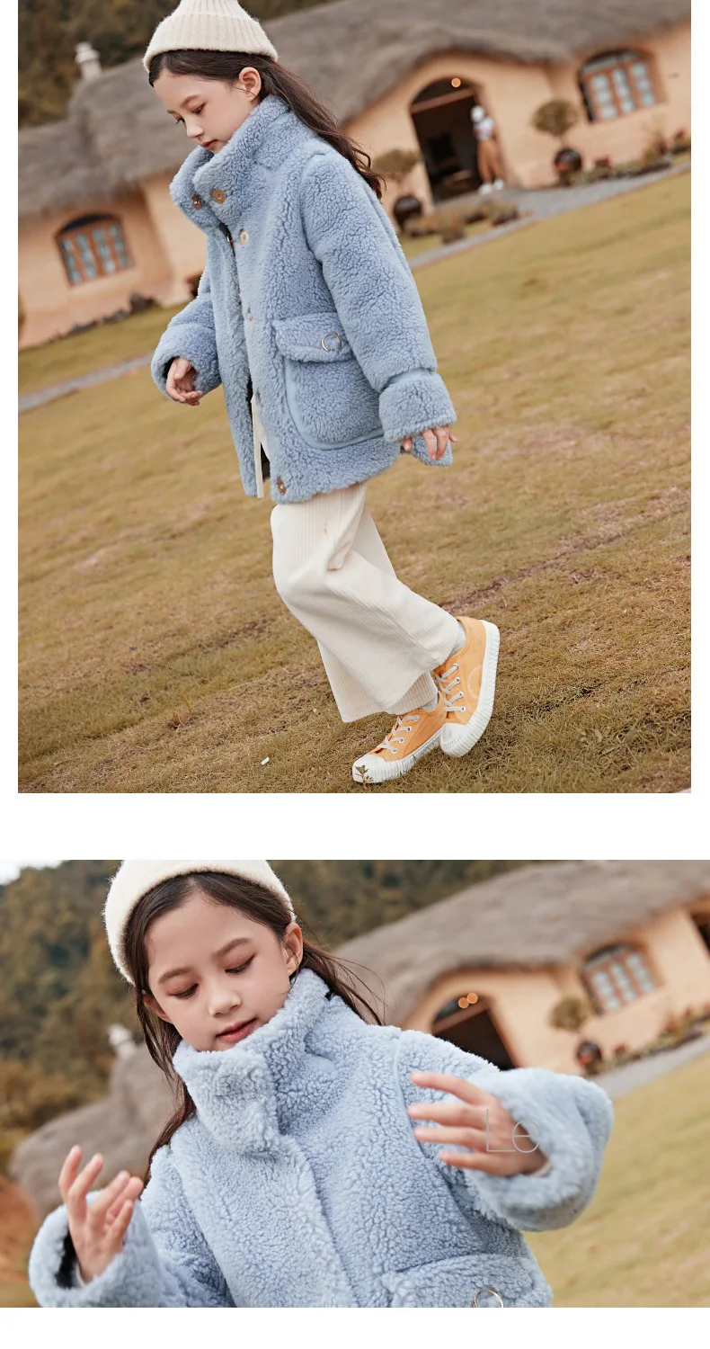 Winter New Winter Girls Fur Coat Elegant Thick Warm Baby Girl lamb Fur Jackets Coats Parka Kids Outerwear Clothes Kids Coat