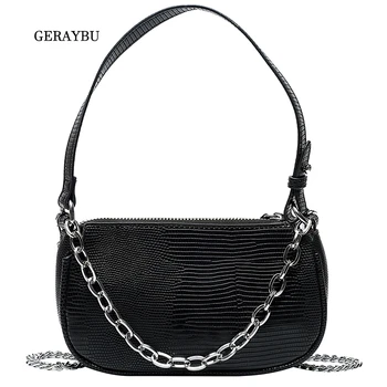 

Fashion Lady Messenger Bag Crocodile Pattern Net Red Girl Shoulder Bag Chain Bag Wild Handbag Woman Black