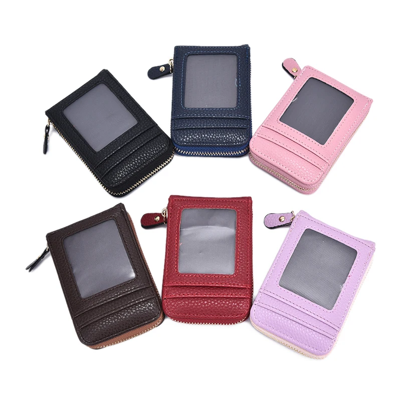 1Pc Unisex Lady Men Wallet Credit Card Case Holder Leather Blocking Zip Pocket