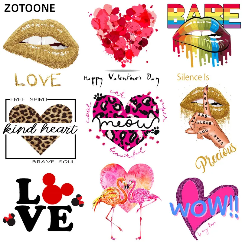 lips heart patches on clothes for valentine's day