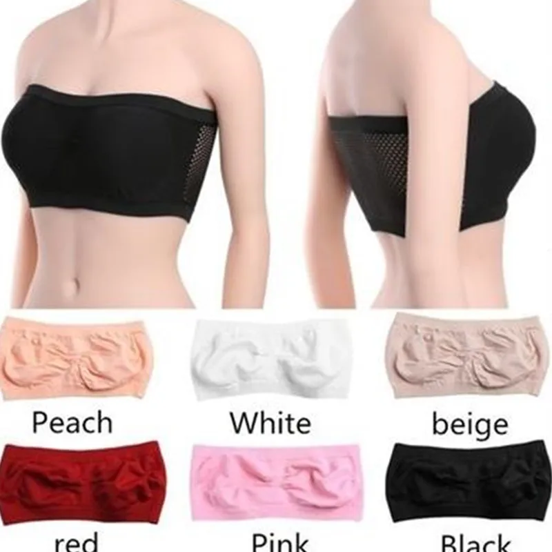 Summer Breathable Mesh Invisible Strapless Chest Wraps Tube Tops Sexy Strapless Crop Top Bra 