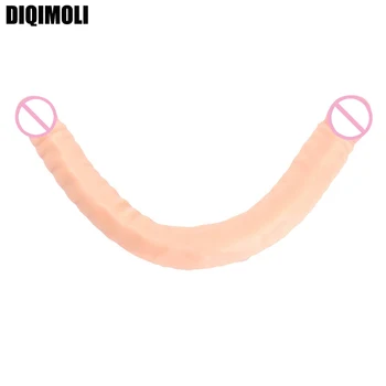 47*4cm Overlength Double Dildos Soft Double Headed Penis Realistic Phallus Stimulation of Vagina and Anus Sex Toys for Women 1