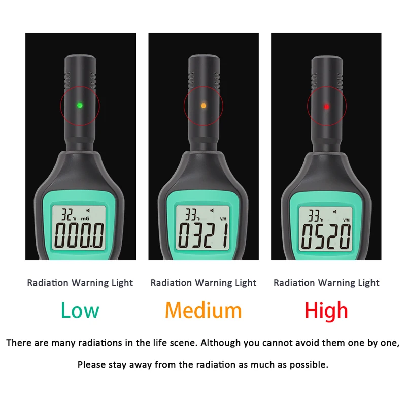 Digital Electromagnetic Field Radiation Detector Temperature Radiation Tester EMF Meter Dosimeter Detector For Computer Phone