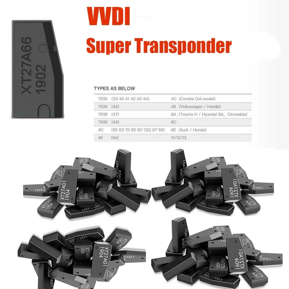Супер чип XT27A01 XT27A66 транспондер ID46/40/43/4D/8C/8A/4E/T3/47 для VVDI2 Mini Key Tool Max 100 шт./лот |
