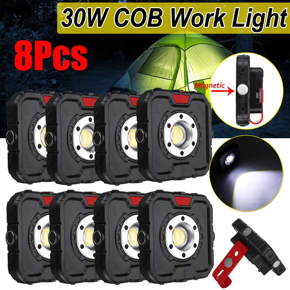 

Smuxi Waterproof Portable Spotlight Cob Work Light Battery Powered Outdoor Lighting for Hunting Camping Led Latern Flashlight