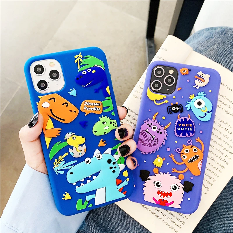 iphone 7 plus case 360 Full Protection Silicone Phone Case For iPhone 12 Mini 11 Pro X XS MAX XR 6 6s 7 8 Plus 3D Cute cartoon soft TPU Cover Case lifeproof case iphone 8