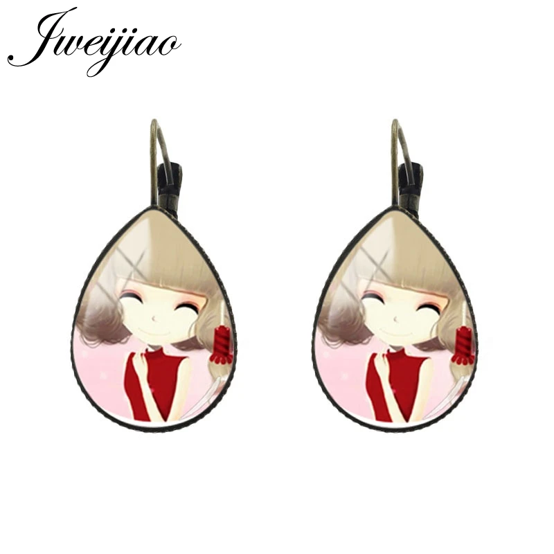 JWEIJIAO, серьги для девочек, серьги-клипсы в виде капли слезинки, аниме, норагами, арагото, Ято, косплей, Стеклянные Серьги с драгоценными камнями, подарок, C064 - Окраска металла: C079