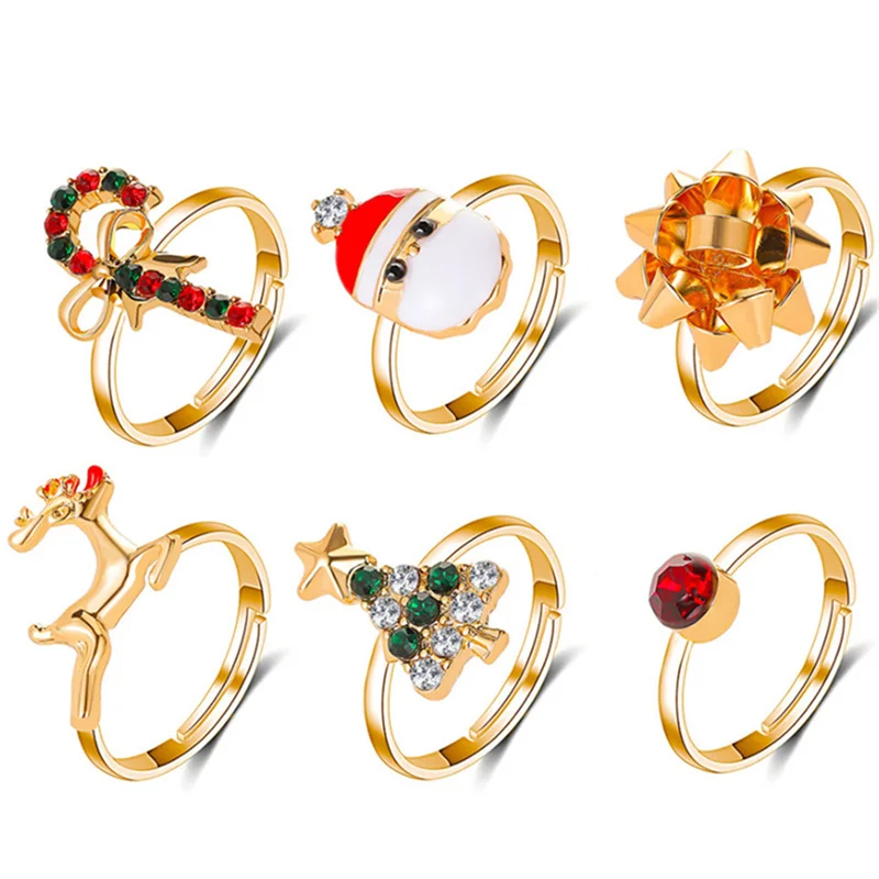 

6pcs Charming Christmas Ring Noel Xmas Santa Claus Ornaments Christmas Decorations Home Navidad Decor Happy New Year Child's Toy