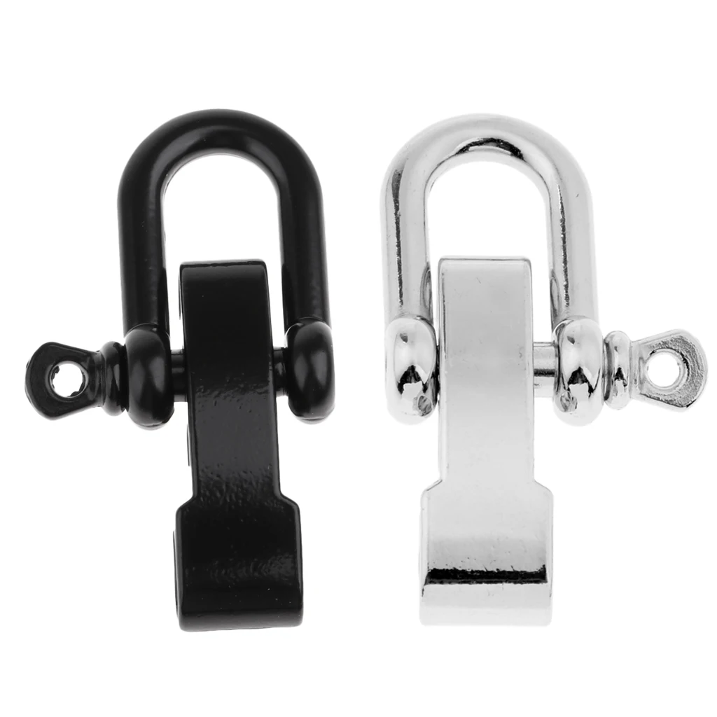 2Pcs Alloy Adjustable D Type Shackle Buckles for Survival Paracord Bracelet Braiding Weaving Outdoors 5.5x2.5cm