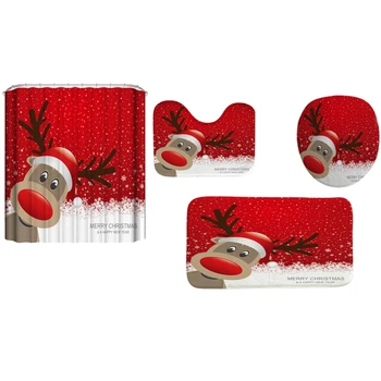 

Christmas Bathroom Curtain Mat Merry Christmas Decor for Home Christmas Ornaments Xmas Gifts New Year