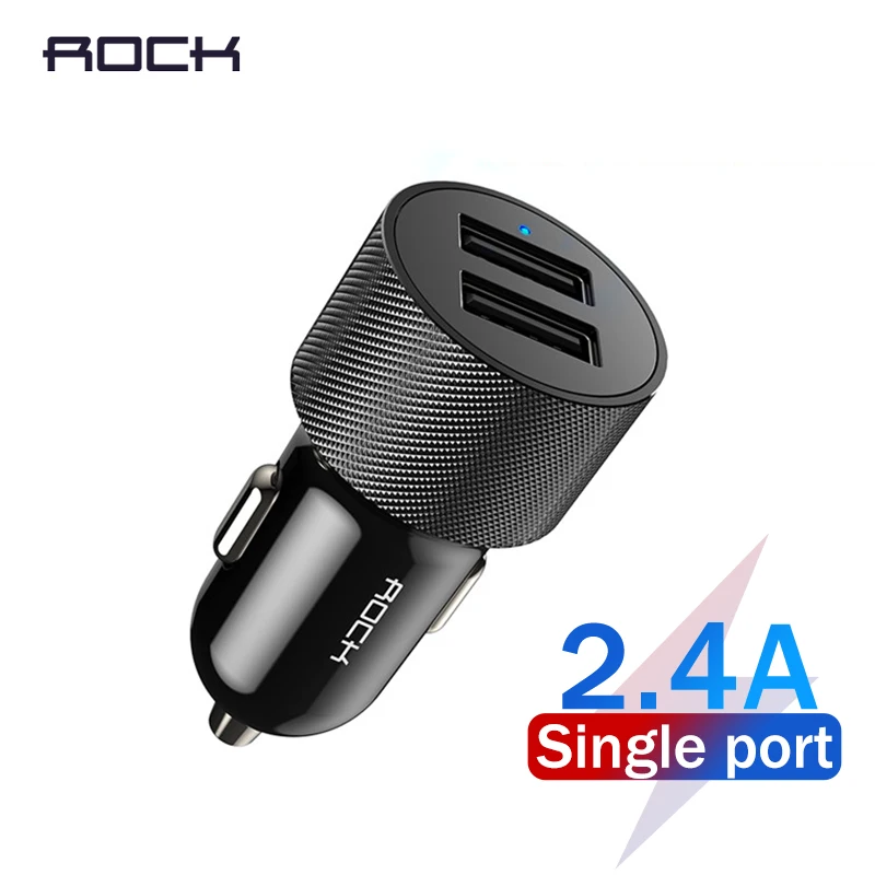 Автомобильное зарядное устройство ROCK 5V 2.4A Mini с двумя usb портами быстрая зарядка