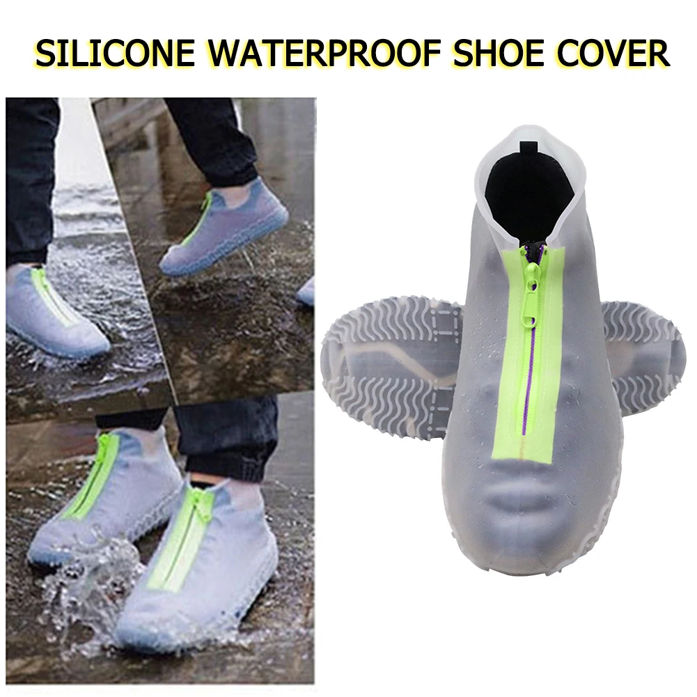 Anti-Slip Silicone Zipper Reusable Rain Shoes Cover Lightweight Cover Protect US 