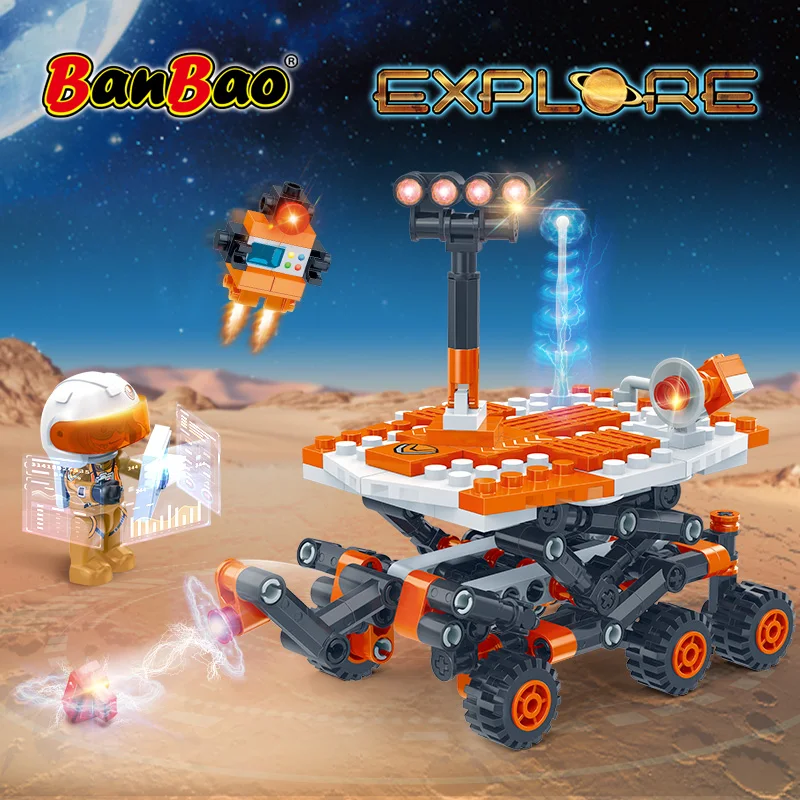 BanBao Explore the world of Marse Models Buggy Astronauts Bricks Toy for Children Friend Gifs Building Blocks 6419