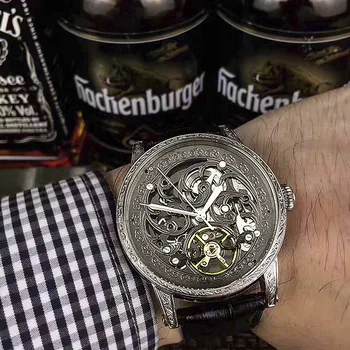 

XIoami Manual Ultra-thin Hollow Mechanical Watch Men's Semi-automatic Waterproof Genuine Fashion Personality Flywheel Watch