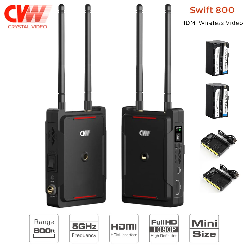  CVW SWIFT 800 800ft Wireless Video Transmission System w/ Battery HDMI HD Image Transmitter Receive