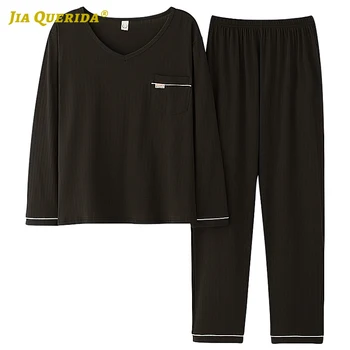 

Black Top New Soft Spring Autumn Homesuit Homeclothes Sleepwear Fashion Style Casual Style Man Clothes Pajamas for Man Solid