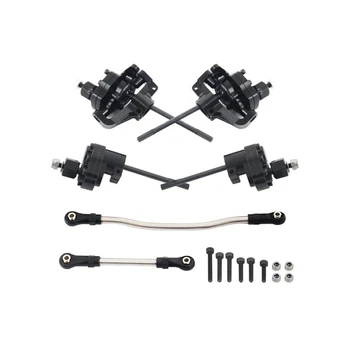 

Aluminum Alloy Portal Front Rear Axles with Steering Link for 1/10 RC Crawler Axial SCX10 II 90046 AR44 Axle,Black