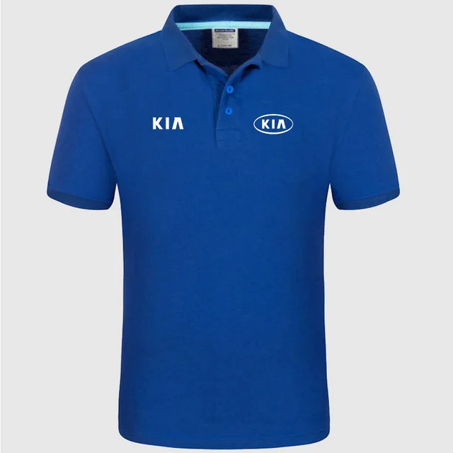 Высокое качество, логотип Kia Polo, Классическая брендовая мужская рубашка поло, мужская повседневная однотонная хлопковая рубашка поло с коротким рукавом d
