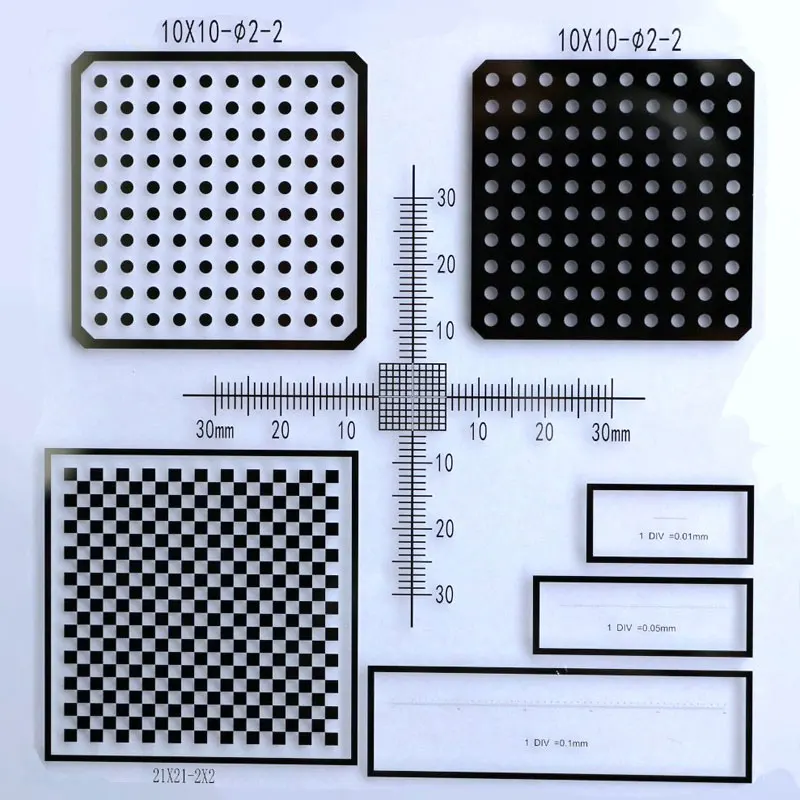 

127x127mm Checkerboard Grid Microscope Micrometer Calibration Slides Net Dot Measuring Reticle Scale Cross Ruler