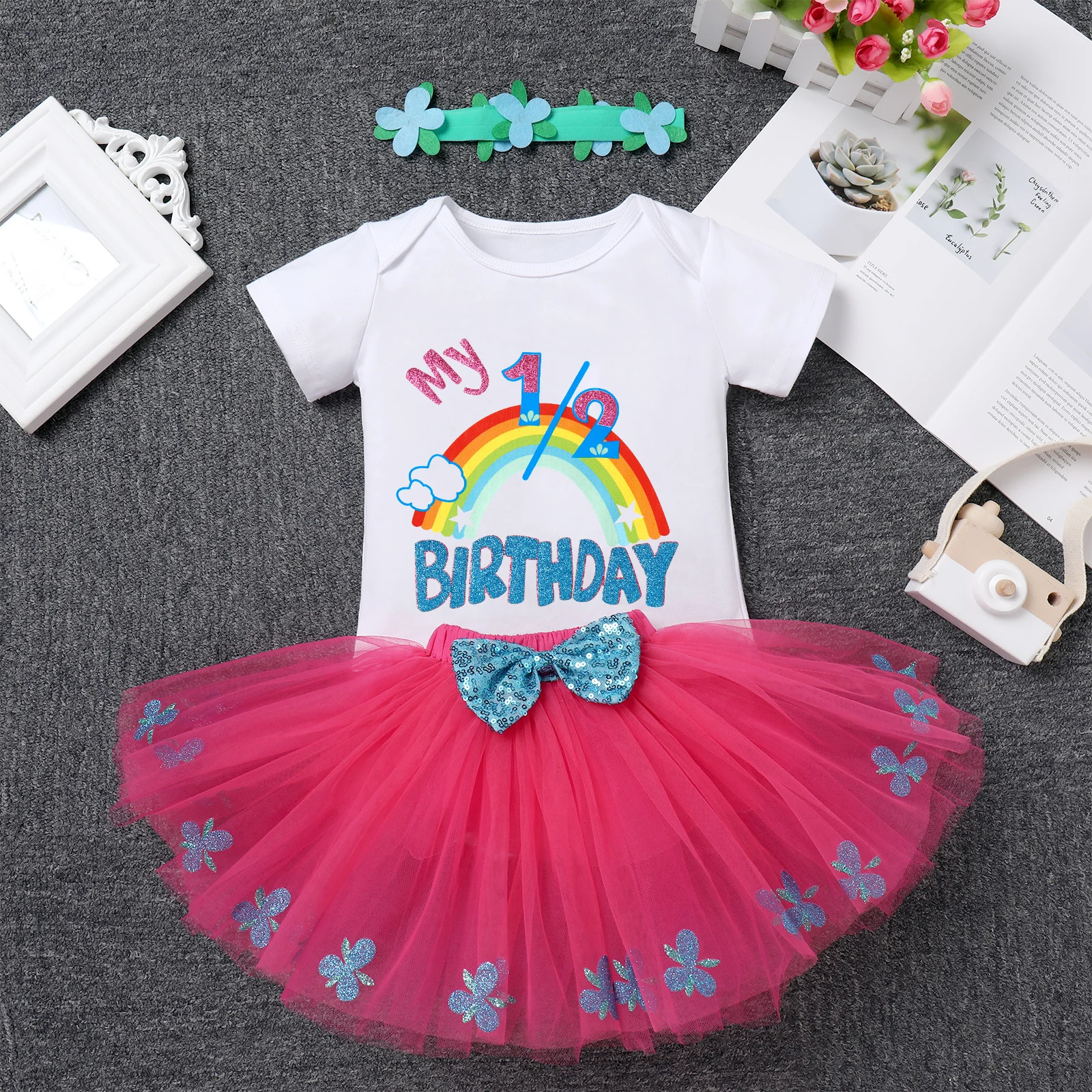 Baby Clothing Set best of sale 6M-3Y Baby Birthday Dress For Baby Girls 1st Birthday Newborn Infantil Tutu 3pcs Outfit Rainbow Print Cake Smash Clothi Baby Clothing Set for boy