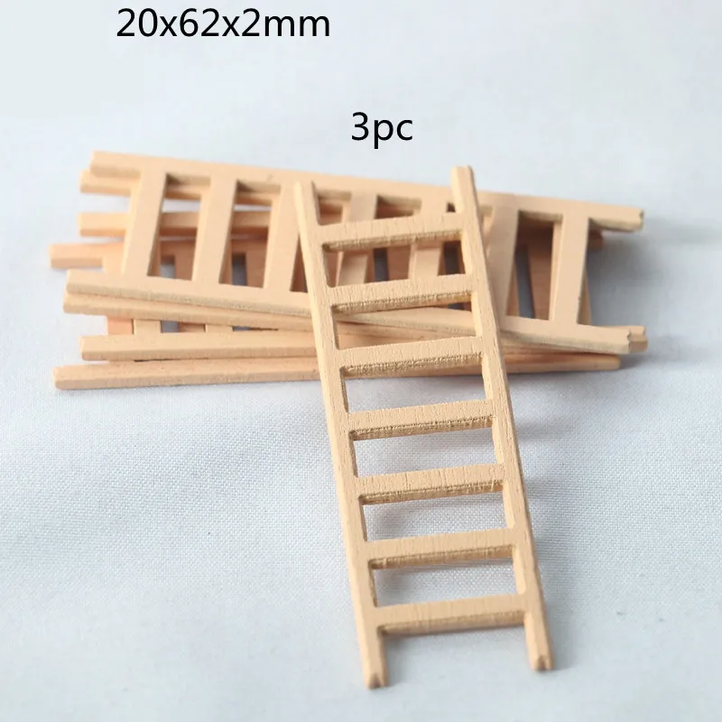 4-Pack Miniature Wooden Ladders - 1:12 Scale White Dollhouse Furniture For Fairy Gardens & Craft Scenes