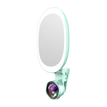 

Rechargeable Selfie Ring Fill-in Light Lamp Portable Phone Camera Lens with Makeup Mirror Wide Angle Macro Lens 60pcs LED Beads