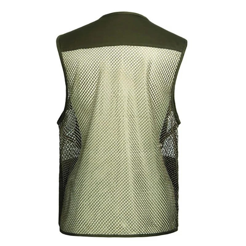 Летний дышащий сетчатый мужской жилет, хлопковый мужской жилет для работы фотографа, большой тонкий Быстросохнущий мужской жилет с множеством карманов
