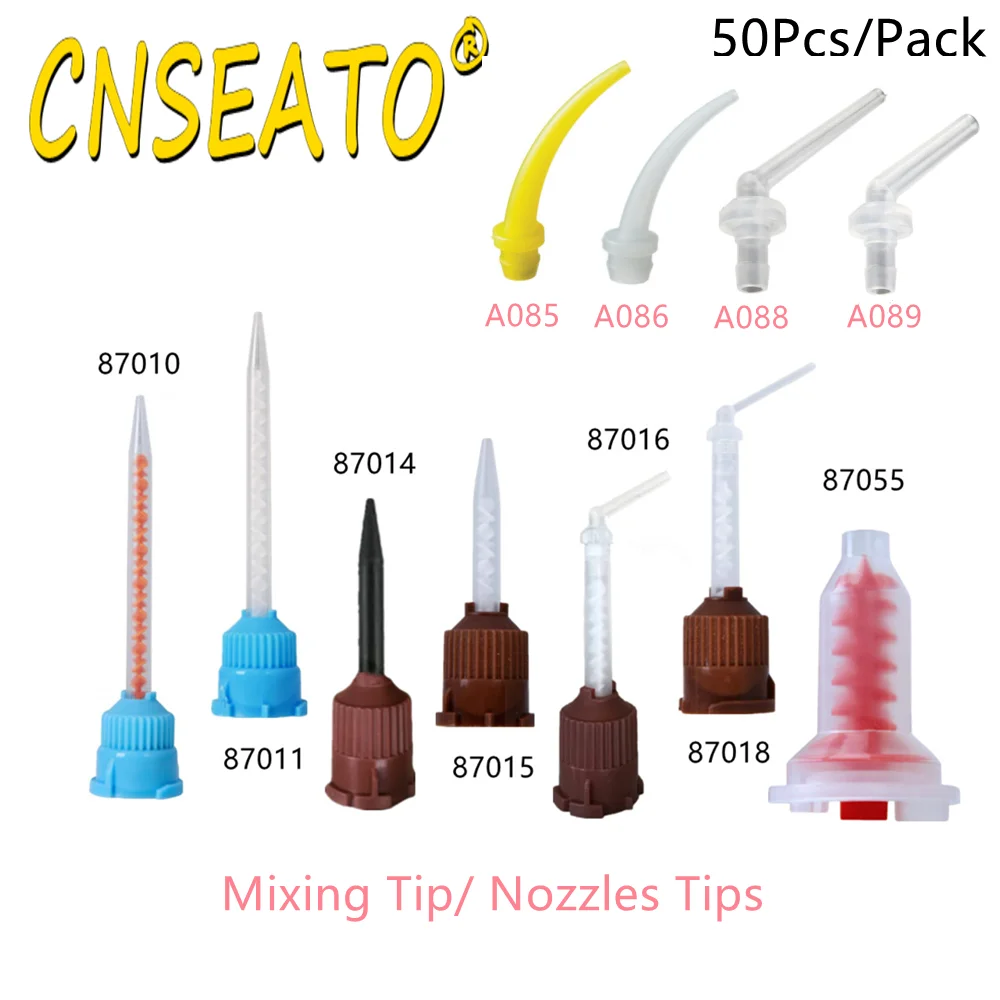 

50Pcs Dental Impression Mixing Tip Silicone Rubber Tube Gun Mix Intraoral Head Disposable Dentist Material Dentistry Instruments