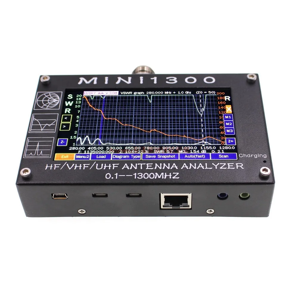 Usb зарядка 0,1 1300 МГц HF VHF UHF антенна анализатор емкостный сенсорный экран одноточечное сканирование TDR КСВ R+ Jx | Z | Returnloss