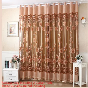 

New 2Pcs High-end Floral Pattern Window Curtains for living room bedroom Decor Voile Curtain Window Drape Divider Tulle Curtains
