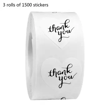 

1500pcs Thank You Stickers Heart Seal Labels Christmas Decoration for Package