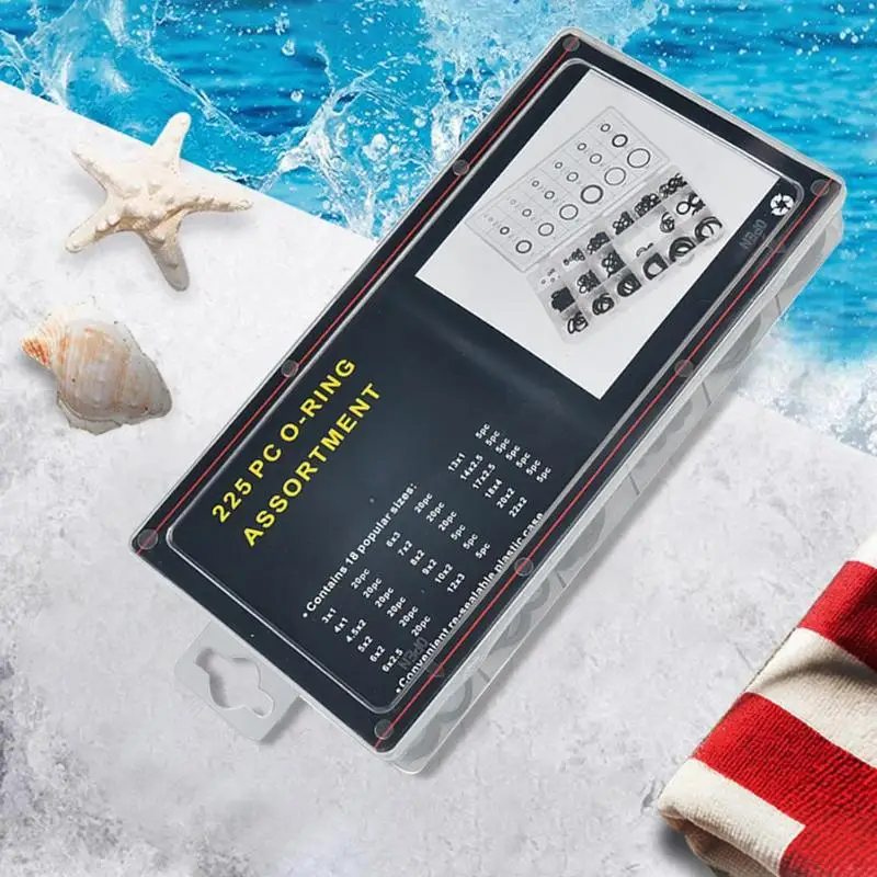 125/225 шт. Черные резиновые уплотнительные кольца в коробке шайба износостойкость 18 различных размеров различный крепеж для предотвращения