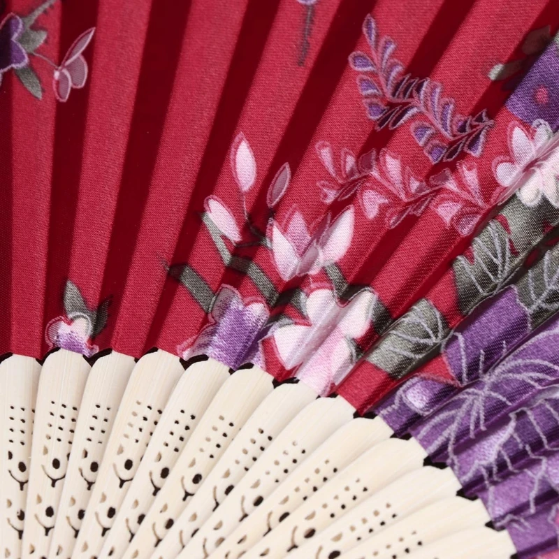 Colorful Chinese Bamboo Folding Hand Fan Flower Floral Wedding Dance Party Decor Au08 19 Dropship